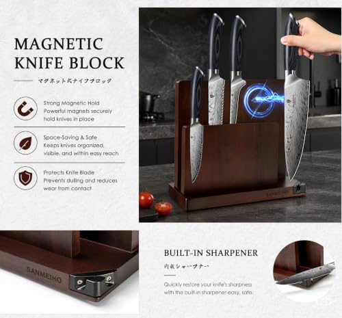 11 PCS Knife Set, Magnetic Knife Block Set in Powder Steel