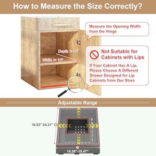 Fokyfok Pull out Cabinet Organizer,11"-16"W,17"-24"D,Expandable,Adhesive