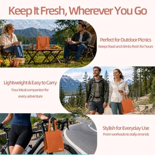 iknoe 9L Insulated Lunch Bag for Men & Women, Leak-Resistant Orange