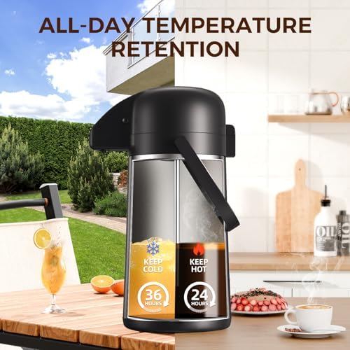 Coffee Carafe for Keeping Hot, 64OZ Airpot Coffee Dispenser with Pump