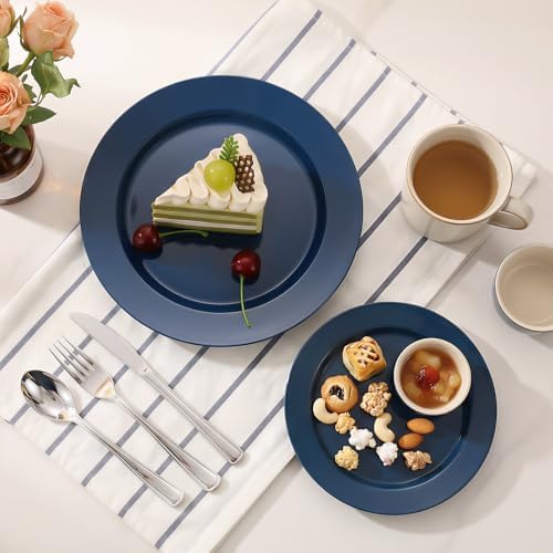 Goodluck 200PCS Navy Blue Plastic Plates, Disposable Blue Plates