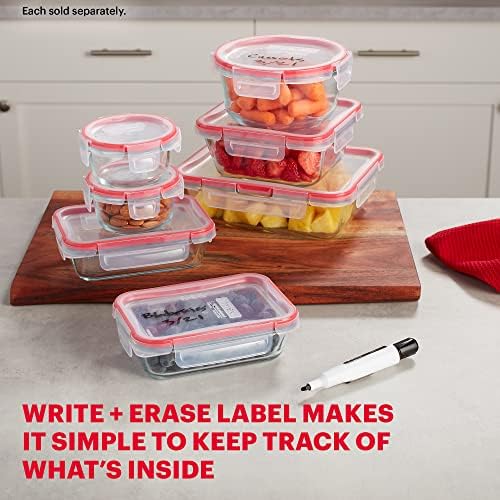 Pyrex Freshlock 4 Cup Glass Food Storage Container, Plastic Locking Lids