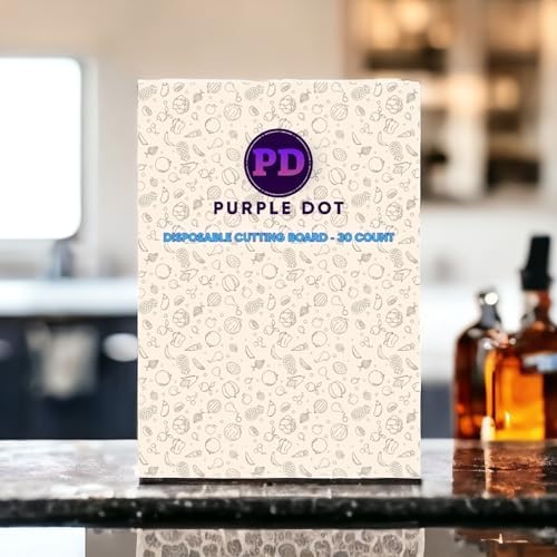 Purple Dot 30 Pc Disposable Cutting Board Sheets - Durable Chopping Board for Meat, Chicken, Fish, Vegetables; Large, Portable, Flexible Cutting Board Mats for Kitchen, Crafts and Art Project, Camping