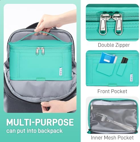 NOL Small Lunch Bag Mini Lunch Box Insulated Lunch Bag for Men/Women Leakproof Cooler Tote Bag Lightweight Nylon Waterproof Lunch Box For Work,Cyan