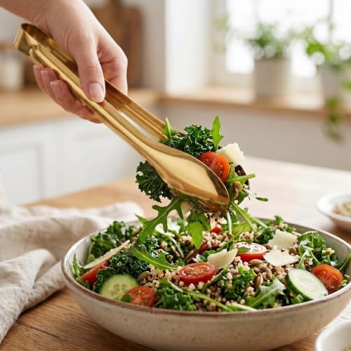 2 Pack Gold Polished Serving Tongs 9 Inch,12 Inch