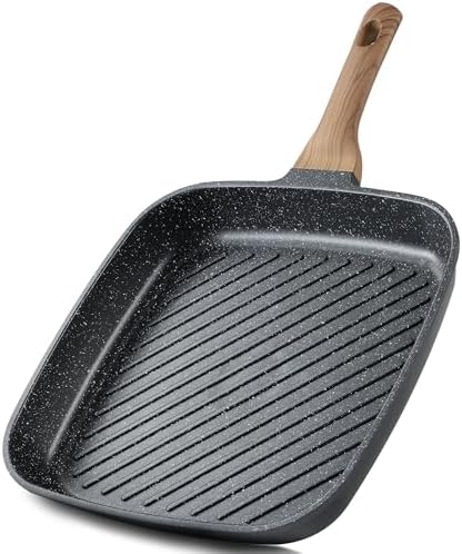 CAROTE 11 Inch Nonstick Grill Pan for Steak, Premium Granite Coating