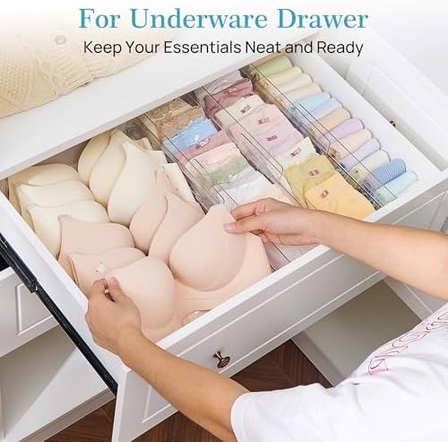 Vtopmart 4" High Drawer Dividers for Clothes, 13"-22" Adjustable, 8 pack