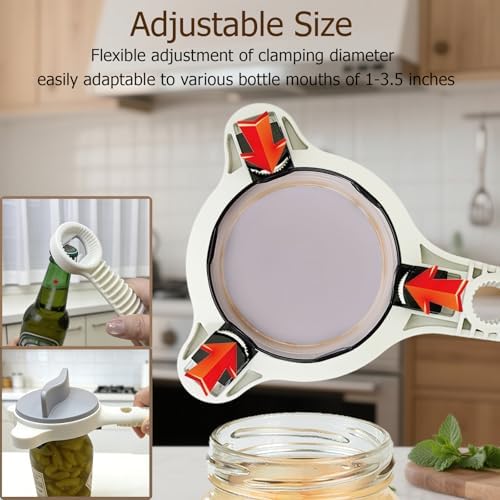 4-in-1 Jar Opener, Ruydiwale Adjustable Jar Opener for Seniors