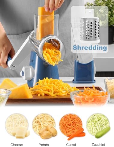 GDL Cheese Grater Hand Crank, Rotary Cheese shredder, Vegetable Slicer
