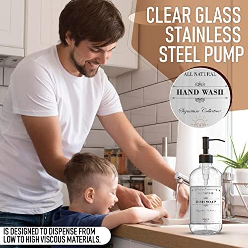 Sunrise Premium Clear Glass Soap Dispenser, Rubbed Bronze with Pump, 2 Pack