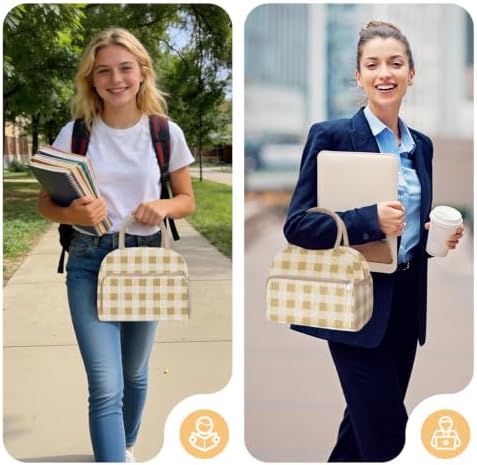 Coobiiya Corduroy Lunch Bag Lunch Box for Women Men, Cute Insulated Lunch Tote Bags Reusable LunchBox Large Capacity Cooler Bag for Work Travel Picnic