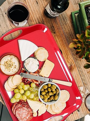 KAQAHIDO Large Melamine Serving Trays for Eating, Set of 2, Red