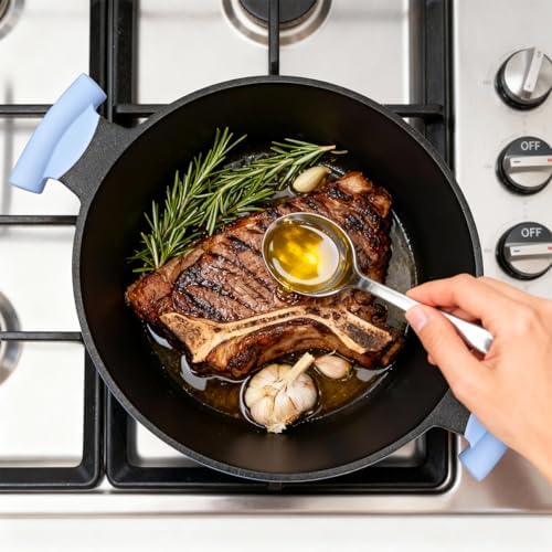 7 Qt Nonstick Stock Pot with Lid, Large Soup Pot with Stay-Cool Handle,Blue