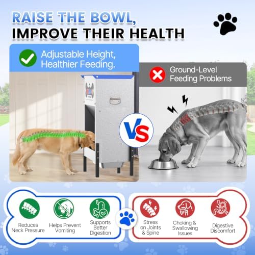 50 lb Automatic Dog Feeder for Large Breeds, 3 Adjustable Heights