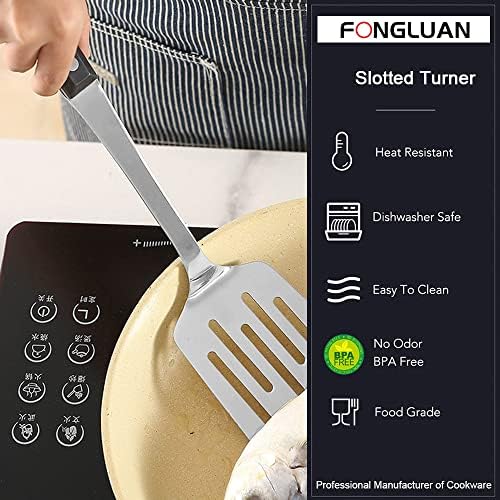 Stainless Steel Cooking Slotted Turner/Spatula Heat-Resistant POM Handles Heavy Duty Metal Kitchen Spatulas For Cooking & Serving