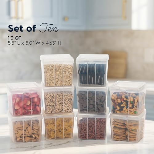IRIS USA Food Storage Containers Set, 1.3 Qt - 10 Pack, Food Grade Plastic