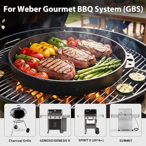 Utheer 7421 Cast Iron Gourmet BBQ Griddle for Weber 22" Charcoal Grills