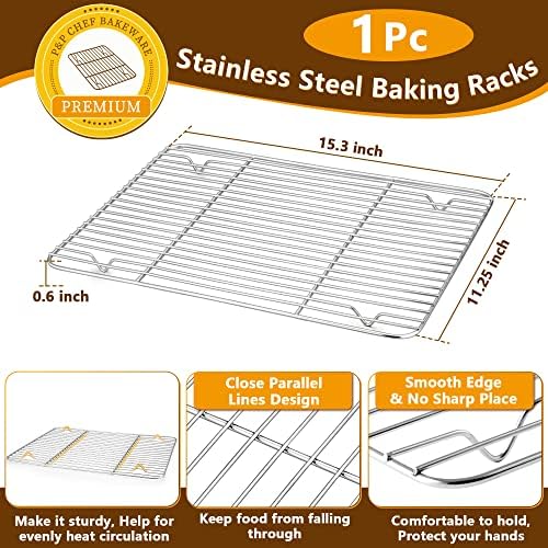 P&P CHEF Stainless Steel Baking Sheet with Rack Set for Cookie, 16 Inch