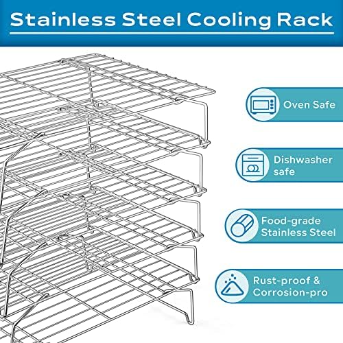 Leonyo 5-Tier 15x10IN Cookie Cooling Rack for Cooking Stackable Collapsible