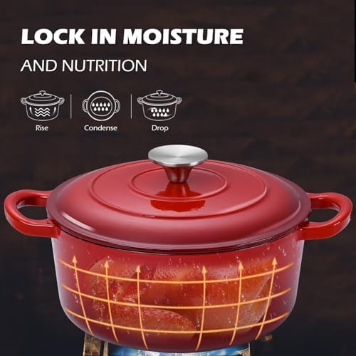 Leonyo 6-Quart Enameled Cast Iron Dutch Oven Pot with Lid,