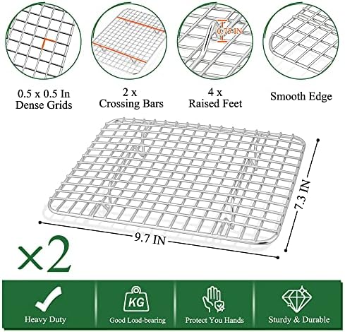 P&P CHEF 10.4 Inch Toaster Oven Pan Tray with Wire Rack, 4 PCS