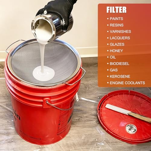 Fine Mesh Paint Strainer 60 Mesh Stainless Steel Paint Filter Emulsion Honey Funnel Filter Cover Fits 5 Gallon Paint Bucket Filter Tool Insert Strains (1 pc)