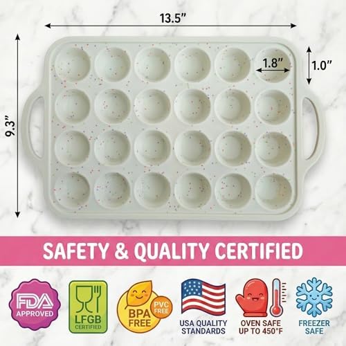 Silicone Mini Muffin Pan for Baking, 24 Cup 1 Pack, BPA-Free Muffin Tin