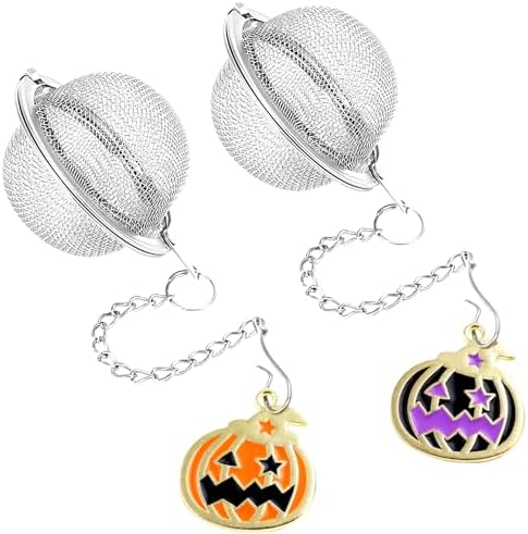 Halloween 2PC Tea Infuser, 2.1 inch Tea Ball with Pumpkin Ornaments