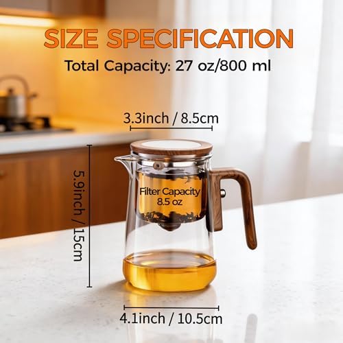 Enchanted Tea Pot with Tea Infuser, Loose Leaf Tea Steeper, 27 oz