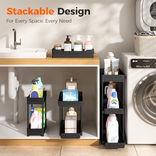 Sevenblue 3-Pack 2-Tier Under Sink Organizers with Sliding Drawers