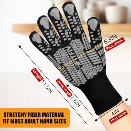 BBQ Gloves, 1472°F Heat Resistant with Silicone Grip Oven Mitts