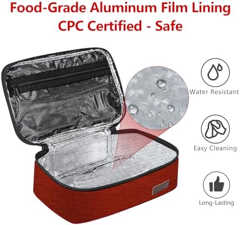 Gloppie Small Lunch Bag, Insulated Lunch Box for Adults & Kids, Wine