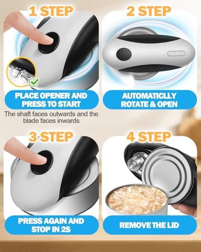 Electric Can Opener, Automatic One Touch Smooth Side Cut Opener