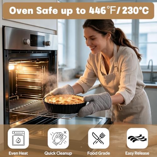 2 Pack 9.5 Inch Pie Pan with Removable Bottom for Baking Deep Quiche Dish