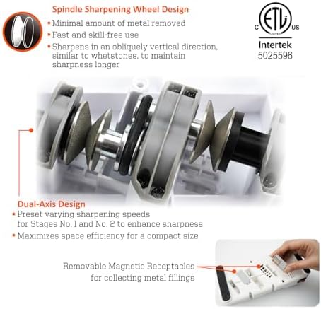 SHARPAL 198H Electric Knife Sharpener 3 Stage with Diamond Wheels