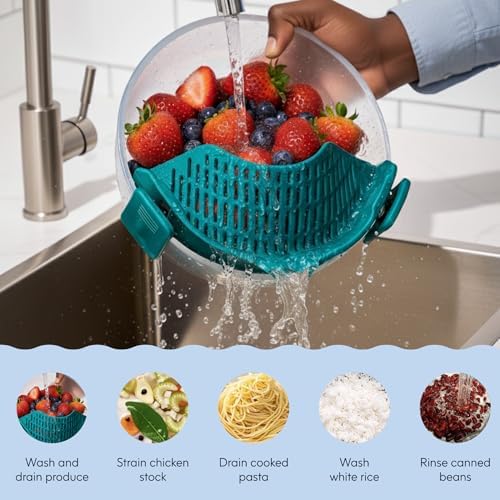 Anyday Silicone Clip On Strainer, Blueberry