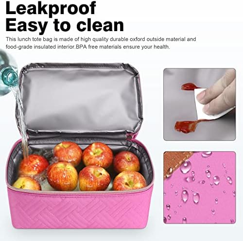 BALORAY Lunch Bag for Women Men Adult Lunch Box (Rose Red with Strap),L
