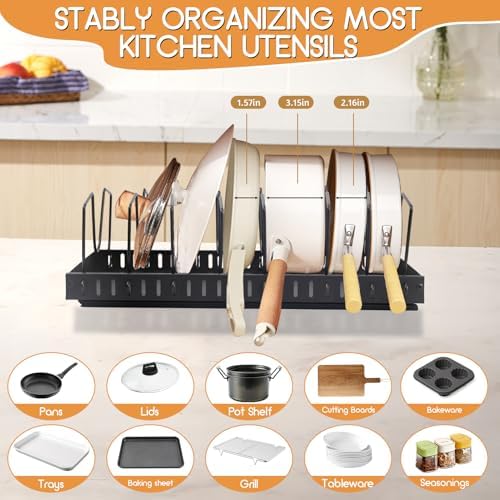 XIAPIA 2 Pack Pull Out Pots and Pans Organizer Under Kitchen Cabinet