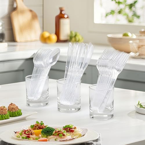 Clawsoff 360 Count Clear Plastic Silverware Set,Disposable Utensils Plastic
