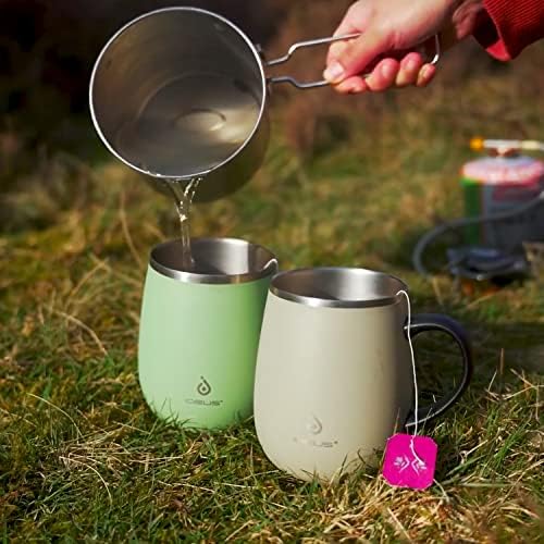Ideus 16 oz Insulated Coffee Mug with Handle and Lid (Jellyfish Red)