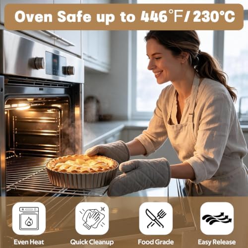 Deep Dish Pie Pan: 2 Pack 9.5 inch Quiche Baking Pan Removable Bottom
