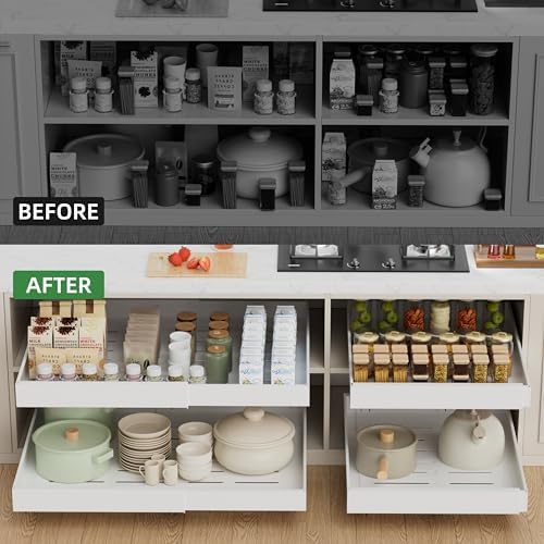 PAKETA 4 Pack Expandable Pull Out Cabinet Organizer,21" Deep