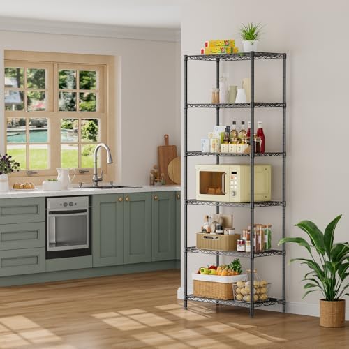 SINGAYE 6 Metal Shelves Wire Shelving Storage Shelf Adjustable Unit Pantry