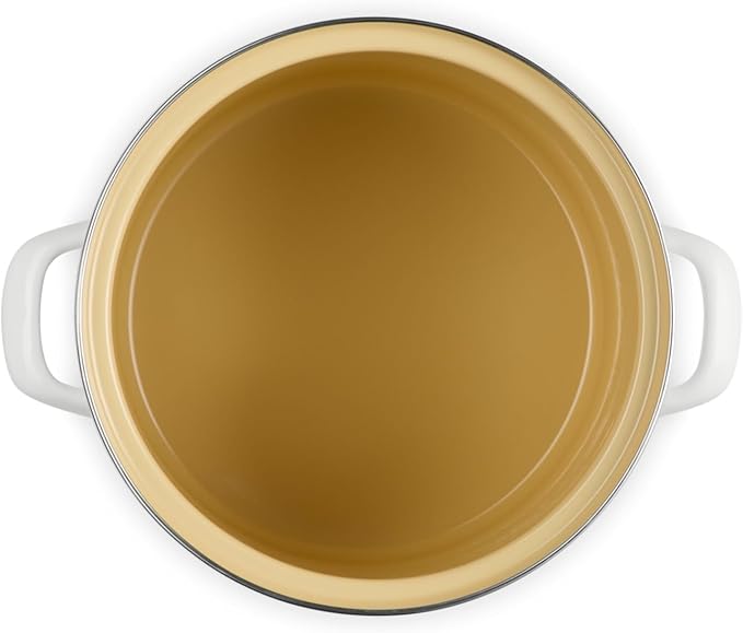 Le Creuset Enamel on Steel Traditional Stockpot, 8 qt., White with Stainless Steel Knob