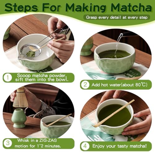 Matcha Whisk set, 9 pcs Handcrafted Matcha Set for Beginner
