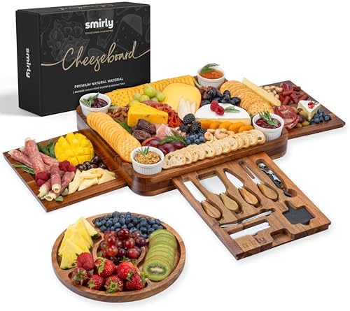 SMIRLY Charcuterie Boards Set, Large Cheese Board Set, Acacia