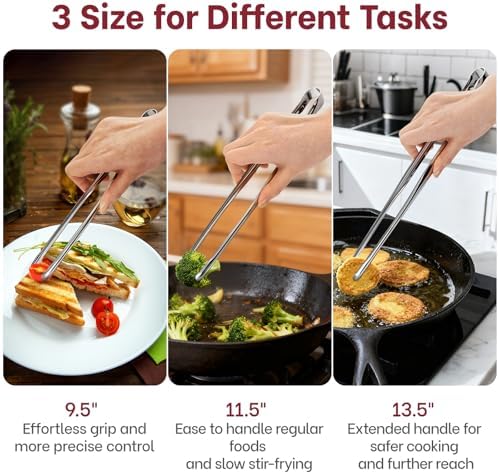 Precise Serrated Non-Slip Tips Cooking Tongs (9.5" & 11.5" & 13.5")