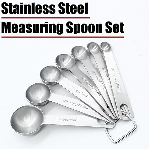 Luomorgo 7 Pcs/Set Measuring Spoons Set, Stainless Steel Tablespoons
