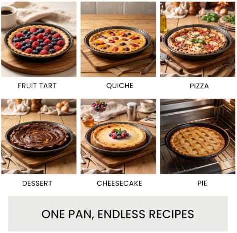 LISI 2 Pack 9 Inch Tart Pan, Nonstick Carbon Steel Fluted Baking Pan