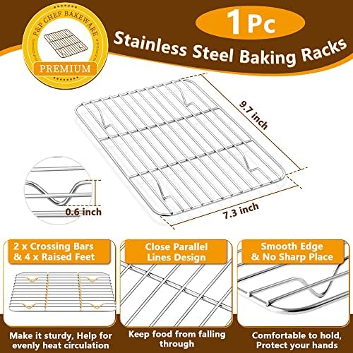 P&P CHEF Stainless Steel Baking Sheet with Rack Set for Cookie, 10.4 Inch